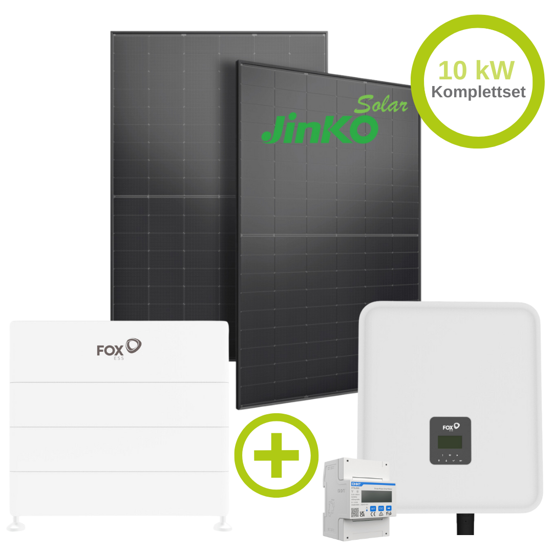 10 kWp Notstrom Komplett Set JinkoSolar Doppelglas 440W & Fox ESS H3 10.0 E & Fox ESS ECS2900 - H4 11,52 kWh