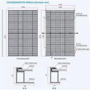 TRINA SOLAR Vertex S+ TSM-NEG9RC.27 425W Bifaziales Doppelglas-Modul mit schwarzem Rahmen