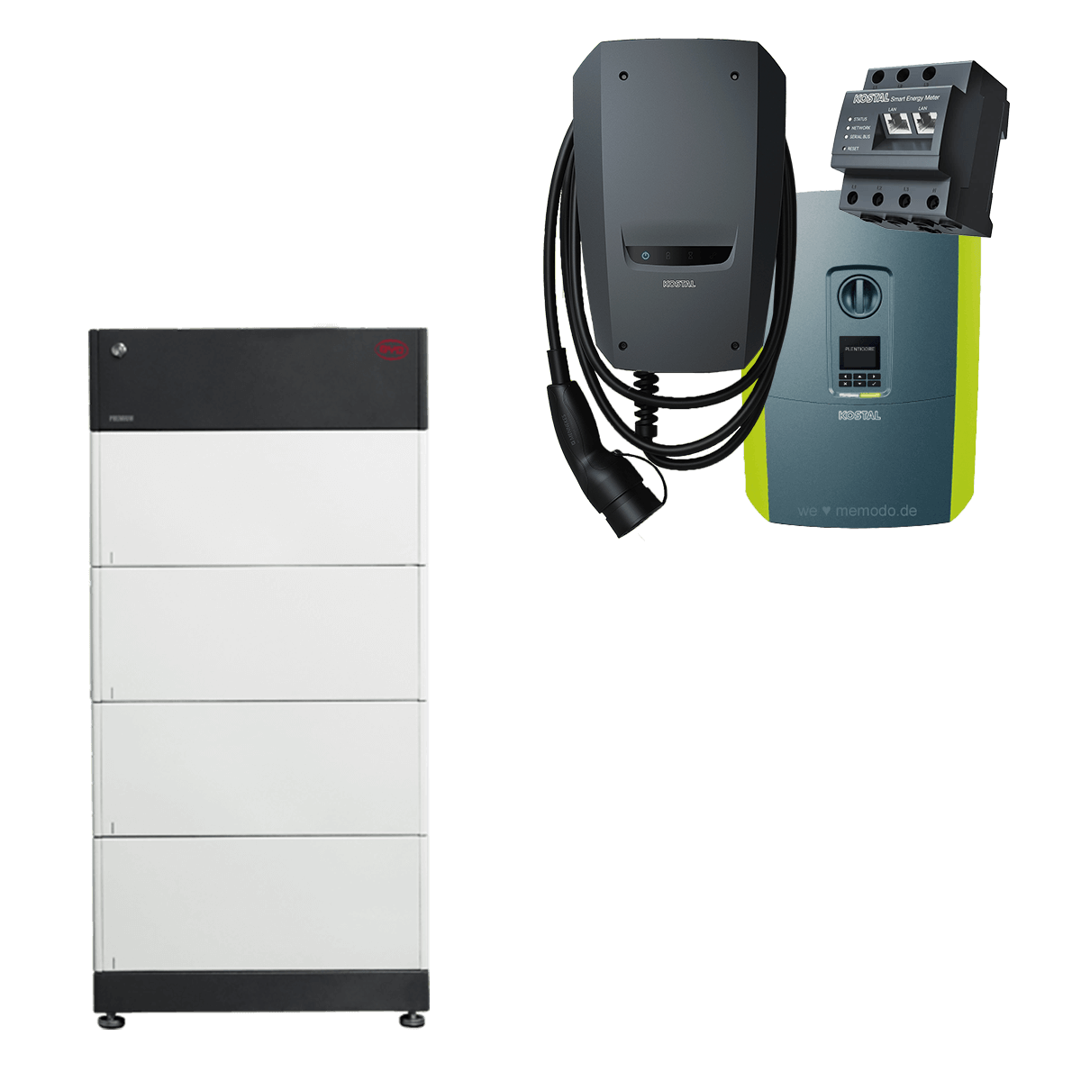 Kombipaket mit Kostal Plenticore plus 10 G2, Enector 11kW Wallbox und BYD HVS 10.2 Speicher