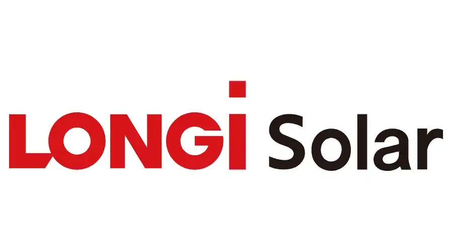 LONGi Solar Firmenlogo mit rotem und schwarzem Text.