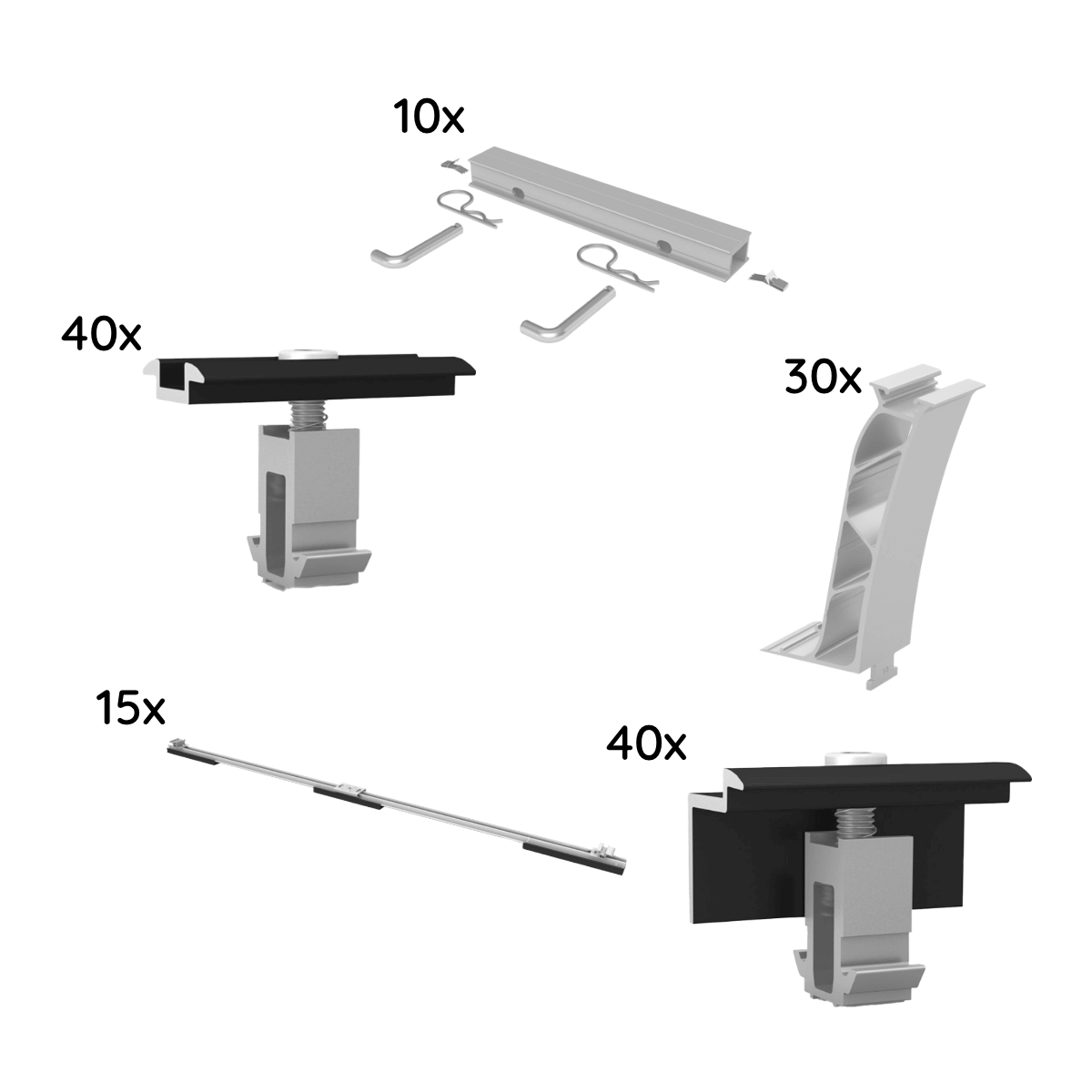 Unterkonstruktion Paket für 20 Module von K2, System D-Dome für Flachdach